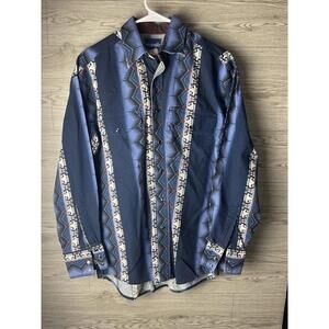 Wrangler Shirt Mens Medium Aztec Western Pearl Snap Cowboy